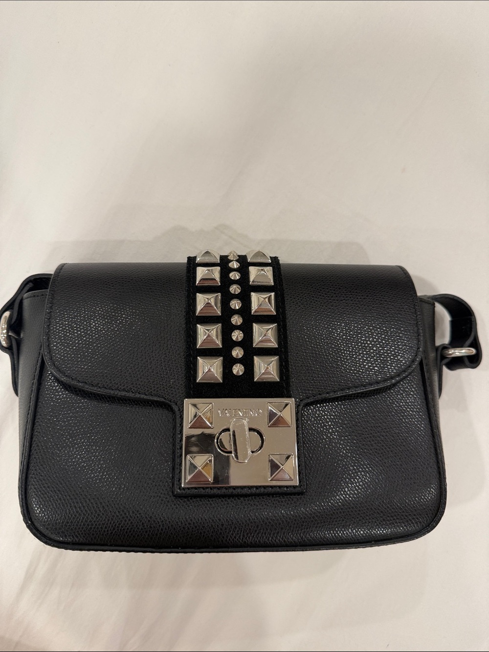 Black Studded Leather Crossbody Bag